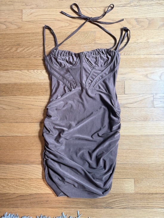 Tic Toc Dresses & Skirts - Sleek Ruched Brown Bodycon Dress